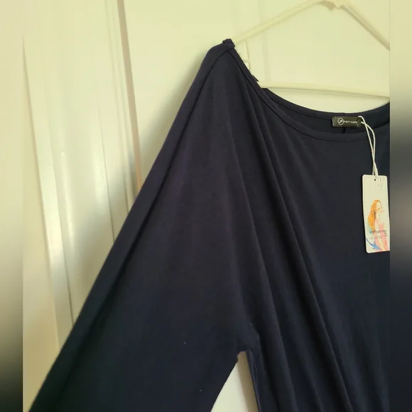 NWT Pretty Garden One Shoulder Asymmetrical Cocktail Dress, L, Navy - Picture 7 of 10